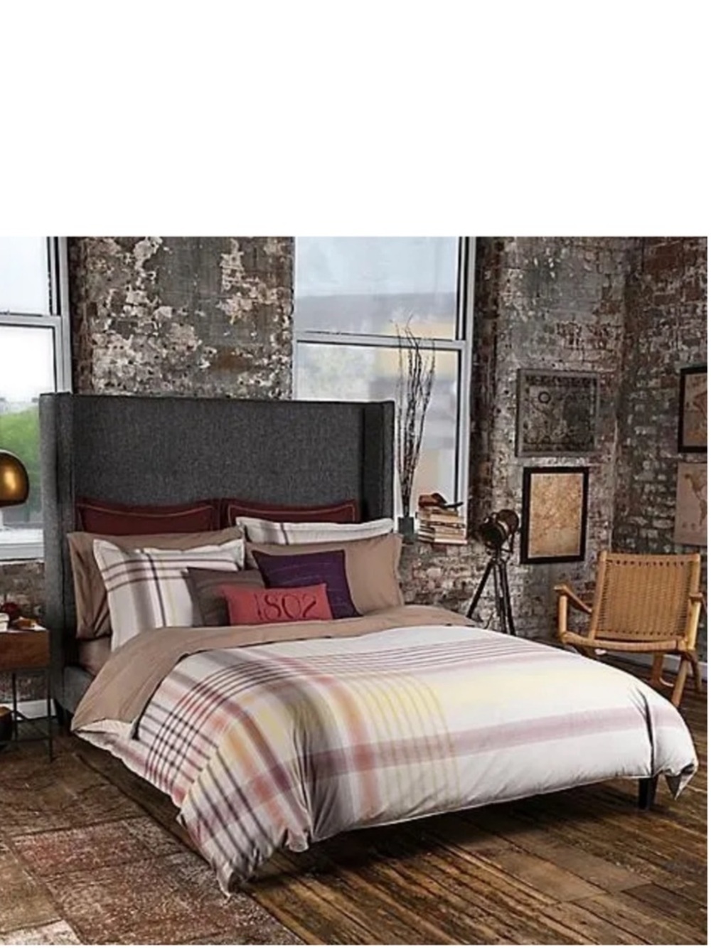 Beekman 1802 Lockport King Shams Tawny Plaid Pair Set of Two Cotton New NWT